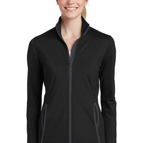 Ladies Sport Wick ® Stretch Contrast Full Zip Jacket Thumbnail
