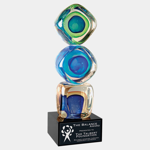 9 1/4" Stacked Blocks Art Glass with Square Base Thumbnail