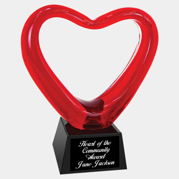 6 1/2" Heart Art Glass with Base Thumbnail
