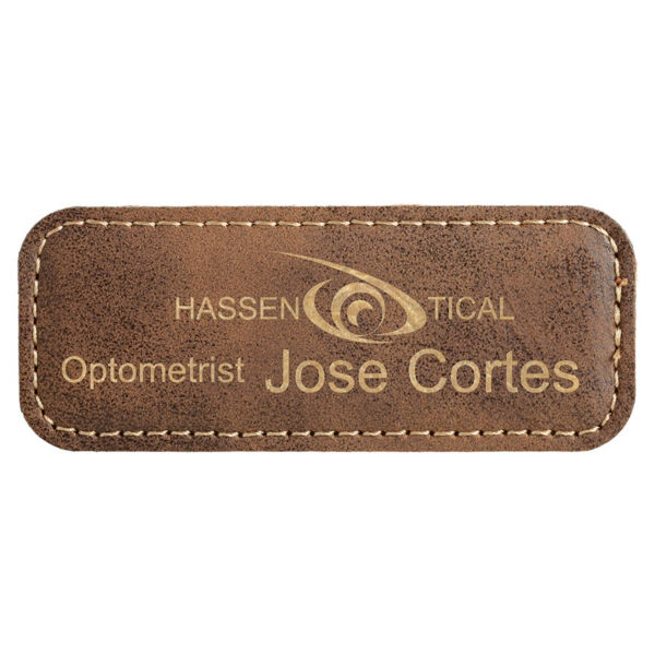 3 1/4" x 1 1/4" Rustic/ Laserable Leatherette Badge Blank with Magnet Thumbnail