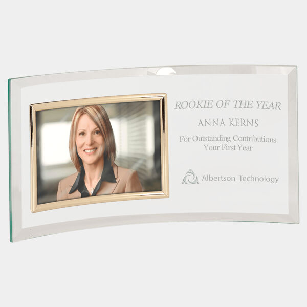 12 3/4" x 6 1/2" Jade Glass Crescent with 6" x 4" Picture Frame Thumbnail