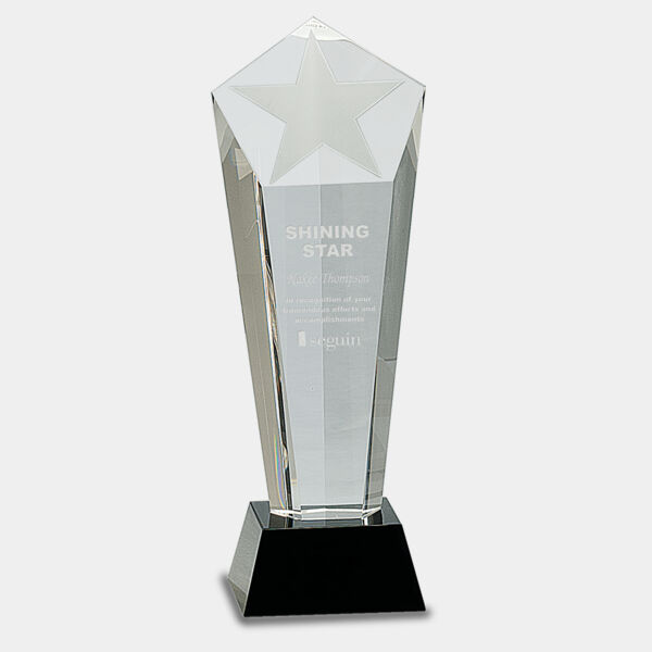 10 1/2" Crystal Frosted Star Column on Pedestal Base Thumbnail