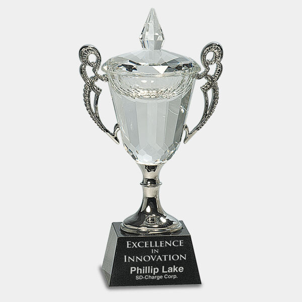 8" Crystal Cup with Handles and Stem Thumbnail