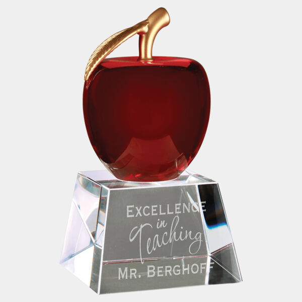 6" Crystal Apple with Base Thumbnail