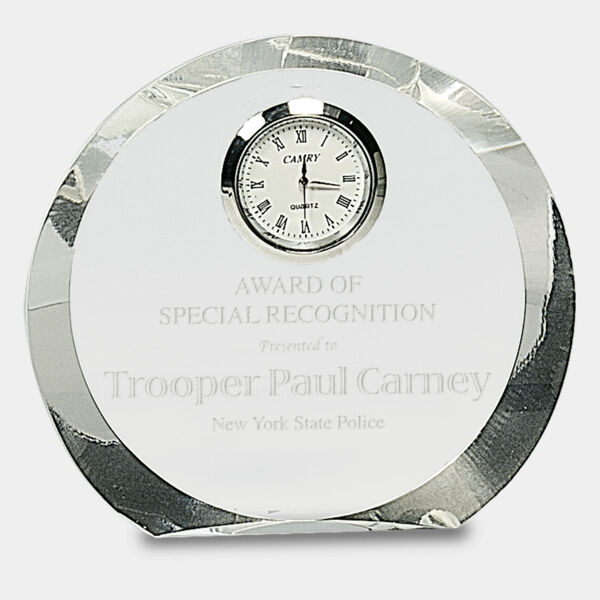4 1/2" Crystal Round with Clock Thumbnail