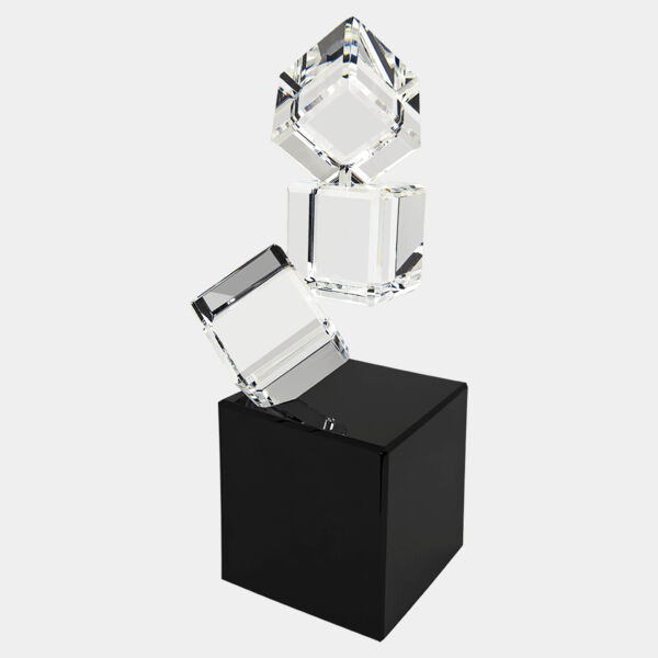 8" Triple Crystal Blocks on a Base Thumbnail
