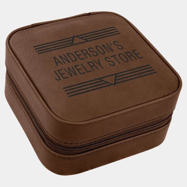 4" X 4" Laserable Leatherette Travel Jewelry Box with Tan Lining Thumbnail