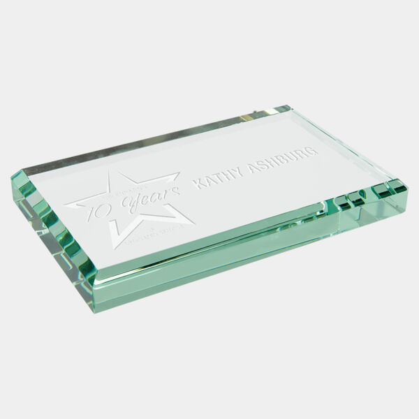 4" x 2 1/2" x 1/2" Jade Glass Paperweight Thumbnail