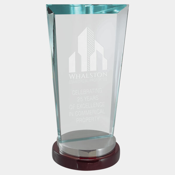4 1/4" x 8 1/8" Premium Series Glass Award with and Alumi num Base Thumbnail