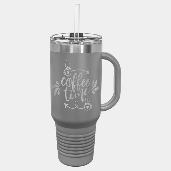 Polar Camel 40 oz. Dark Travel Mug with Snap Lid & Straw Thumbnail