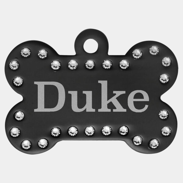 1 1/2" x 1" Laserable Anodized Aluminum Swarovski Bling Bone with Tab Thumbnail