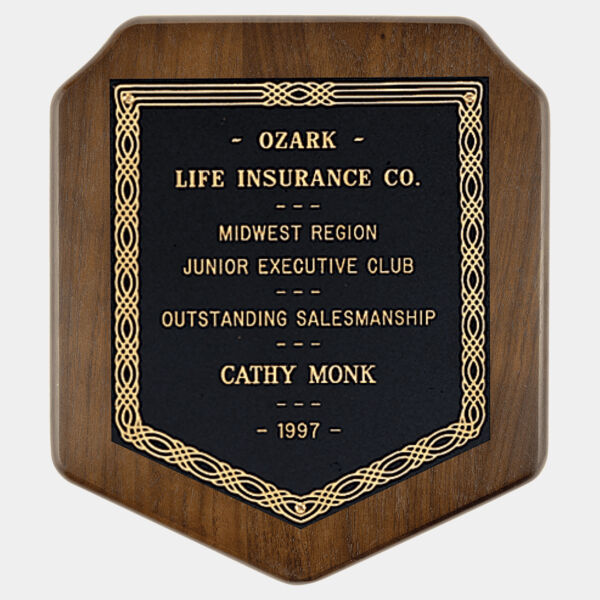 7" x 8" Jewelers Laserable Border Plate on an American Plaque- Sheffield Series Thumbnail