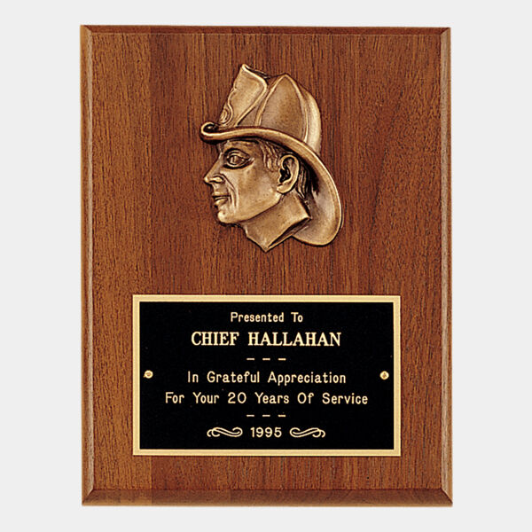 7" x 9" American Plaque with Firefighter Relief and Brass Plate Thumbnail