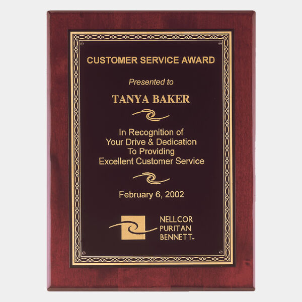 11" x 14" Airflyte Premium Piano Finish Plaque with Florentine Laserable Brass Plate Thumbnail