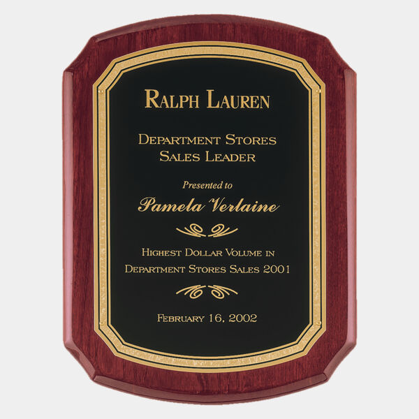 8" x 10 1/2" Airflyte Piano Finish Plaque with Florentine Border LaserFX Plate Thumbnail