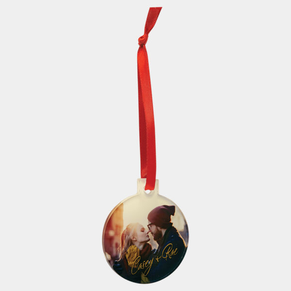 2 1/2" Round Sublimatable Acrylic Ornament with Ribbon Thumbnail