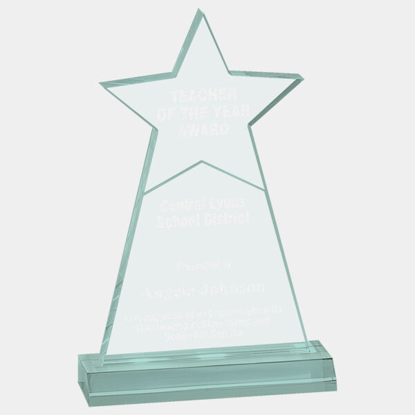 4 3/4" x 8" Jade Star Obelisk Acrylic with 5 3/4" Base Thumbnail