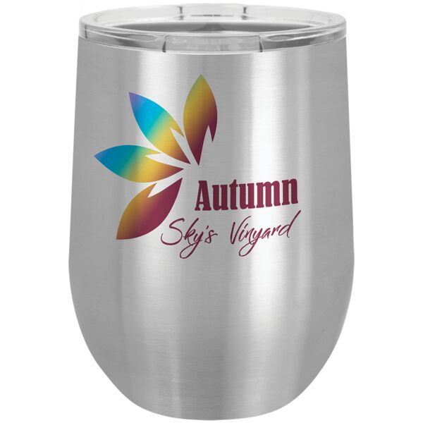 12 oz. Sublimatable Polar Camel Stemless Wine Tumbler with Lid Thumbnail
