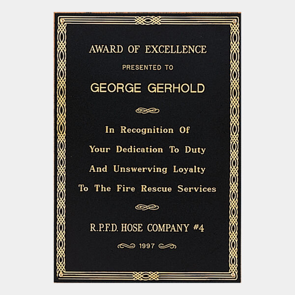 6" x 8" Laserable Brass Plate with Design Border and Four Holes Thumbnail
