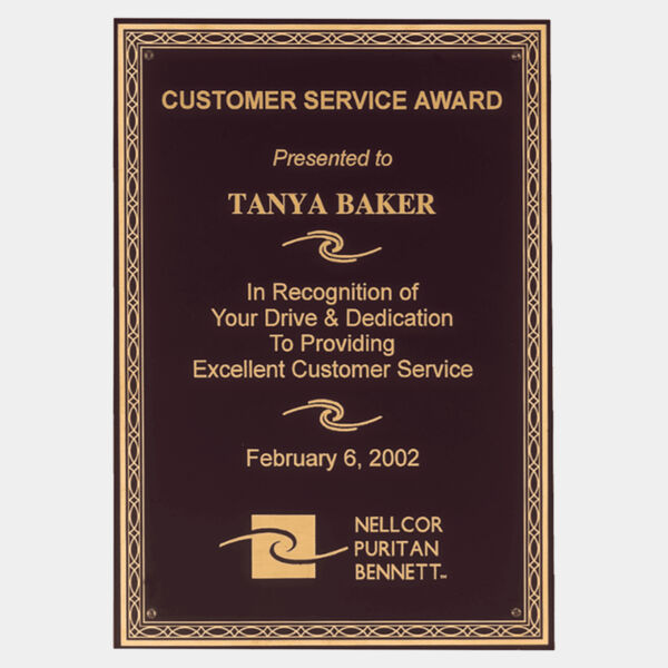 5 1/4" x 7 1/4" Laserable Brass Plate with Braided Border Design Thumbnail