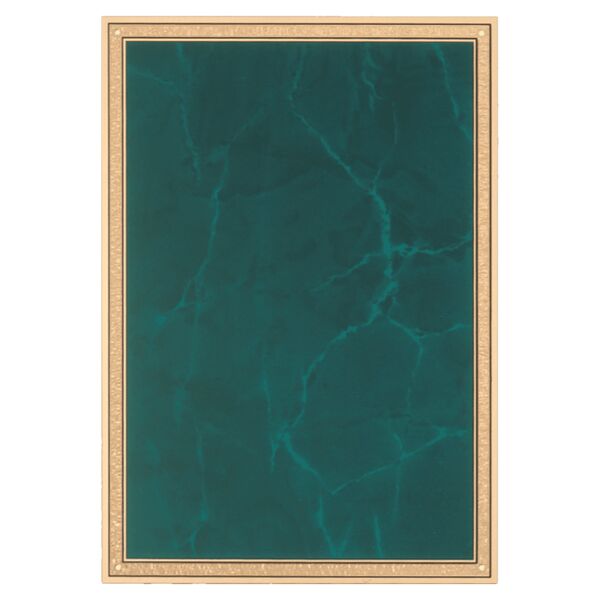 5 1/4" x 7 1/4" Brass Plated Steel Emerald Marble Plate with Border Thumbnail