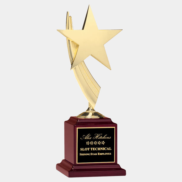 13" Star Casting in Goldtone Finish on Piano Finish Base with Laserable Plate Thumbnail
