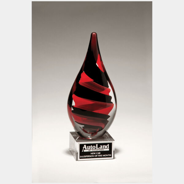 8" and Helix Teardrop on Glass Base with Laserable Aluminum Plate Thumbnail
